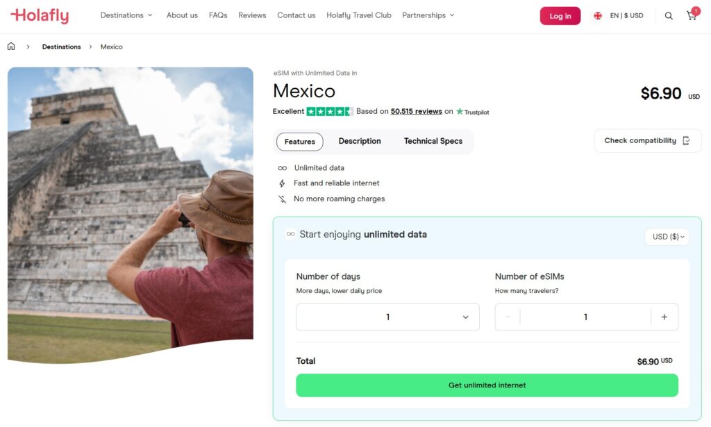 Unlimited data eSIM for Mexico