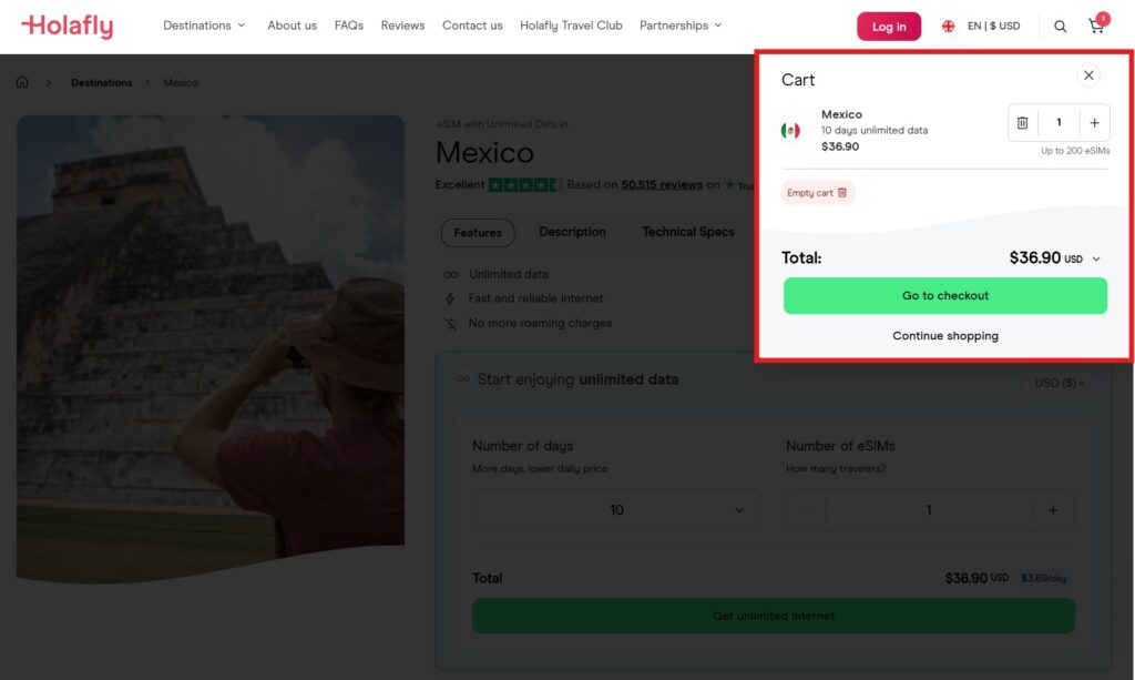 esim for mexico cart