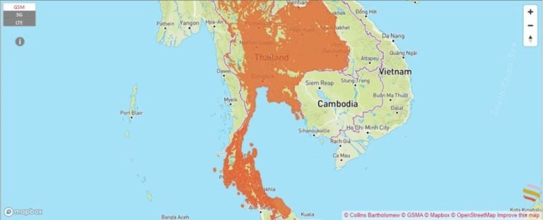 eSIM coverage in Thailand