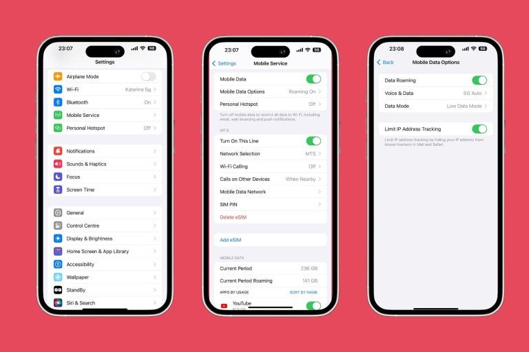 instructions on how to turn on data roaming on iphone