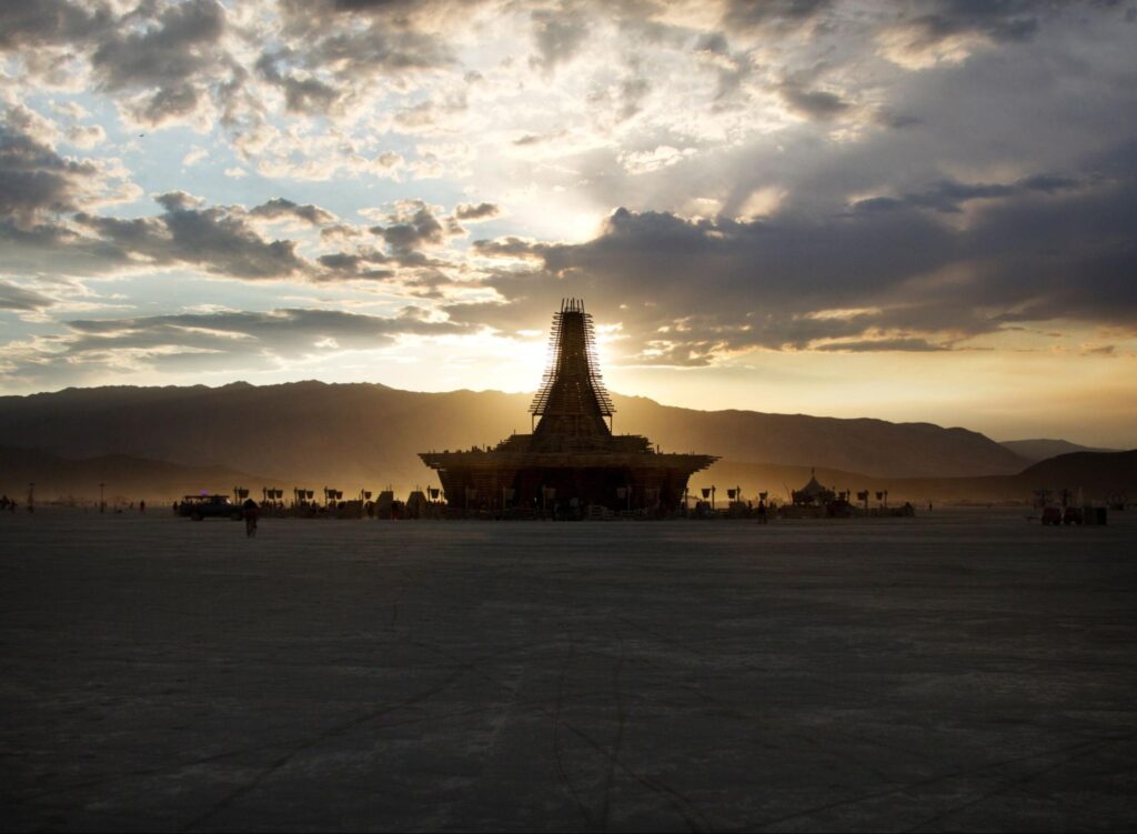 burning man temple in the desert