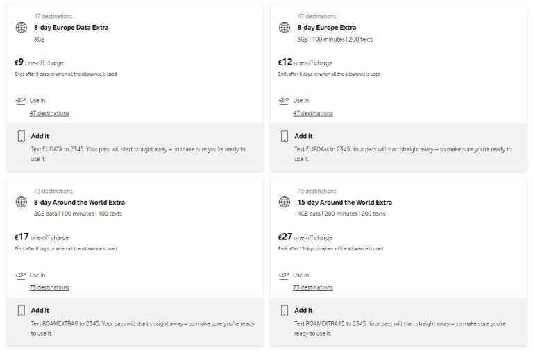 vodafone data extras
