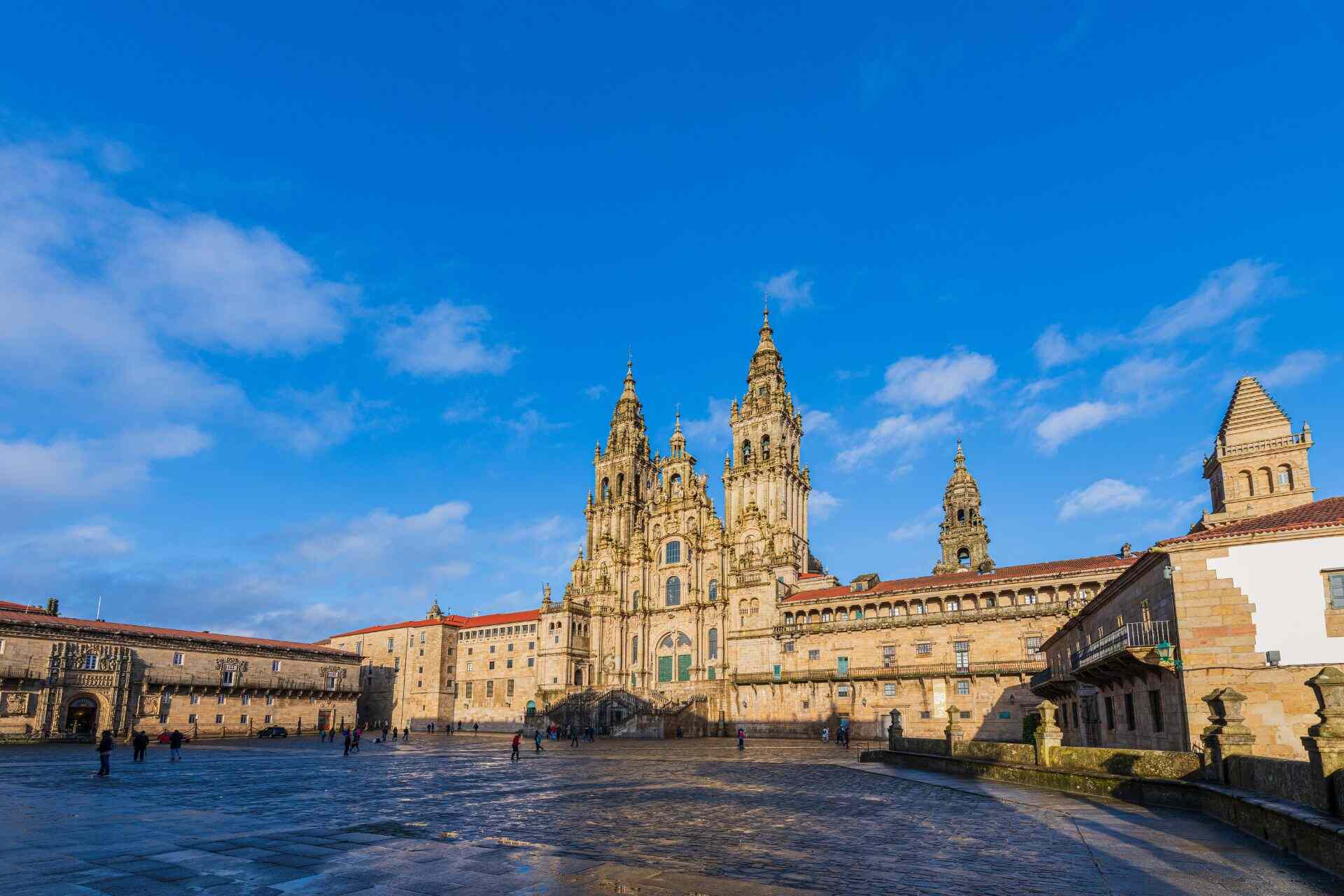 View of a cathedral in Santiago de Compostela