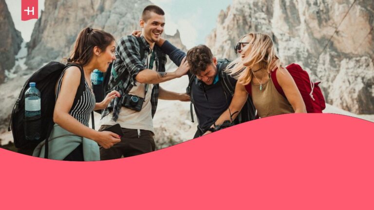 group of friends traveling in march
