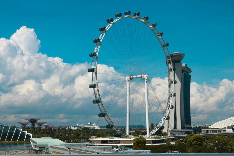 Singapore Flyer with Garden by the Bay nearby