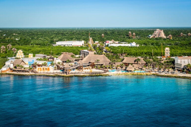 View of Costa Maya Port from the sea.