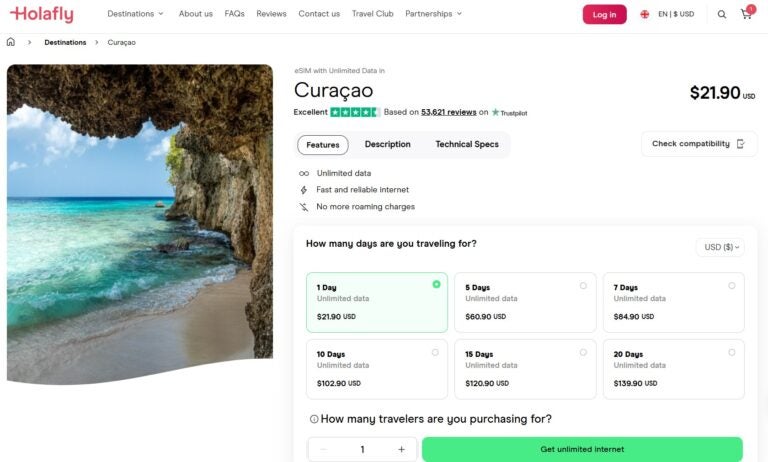 esim for Curacao with unlimited data