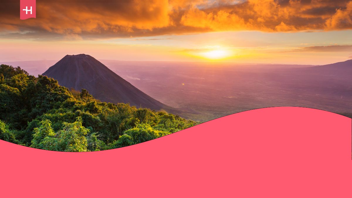 Volcano in El Salvador at sunset