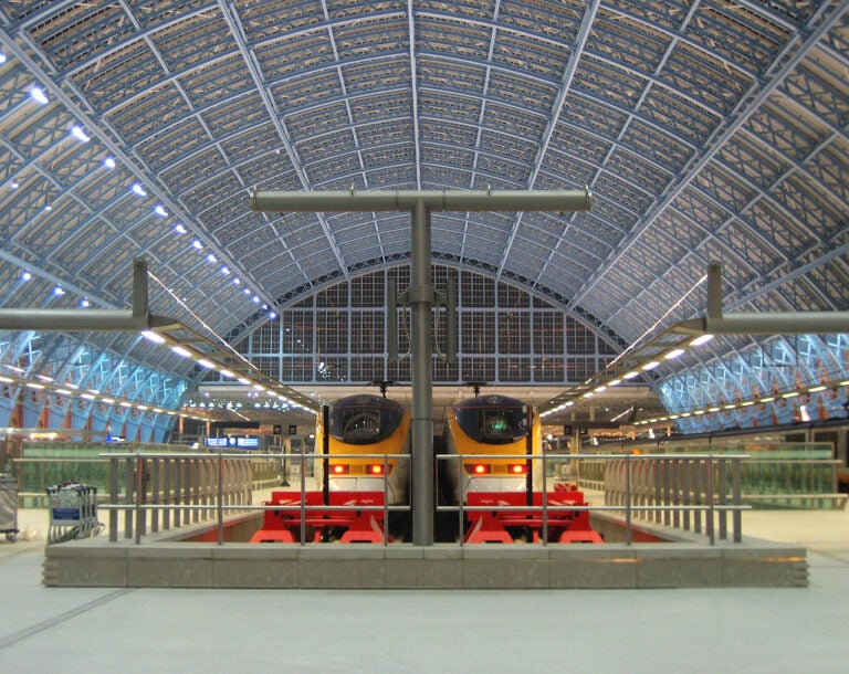 Eurostar trains in St Pancras Station, London