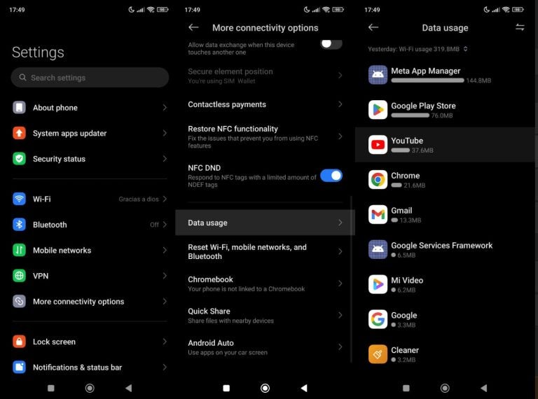 youtube data usage android