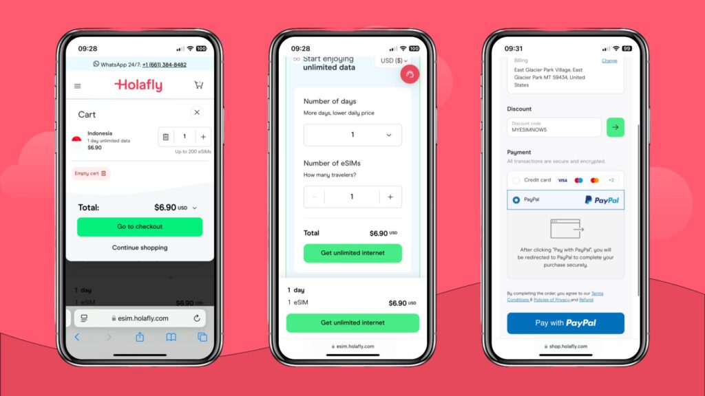 Holafly eSIM purchase process