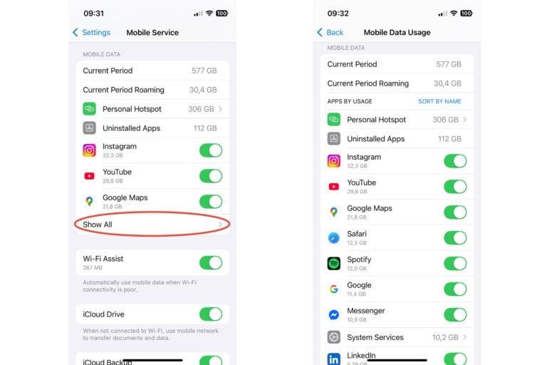 How to find how much data each app uses on iPhone