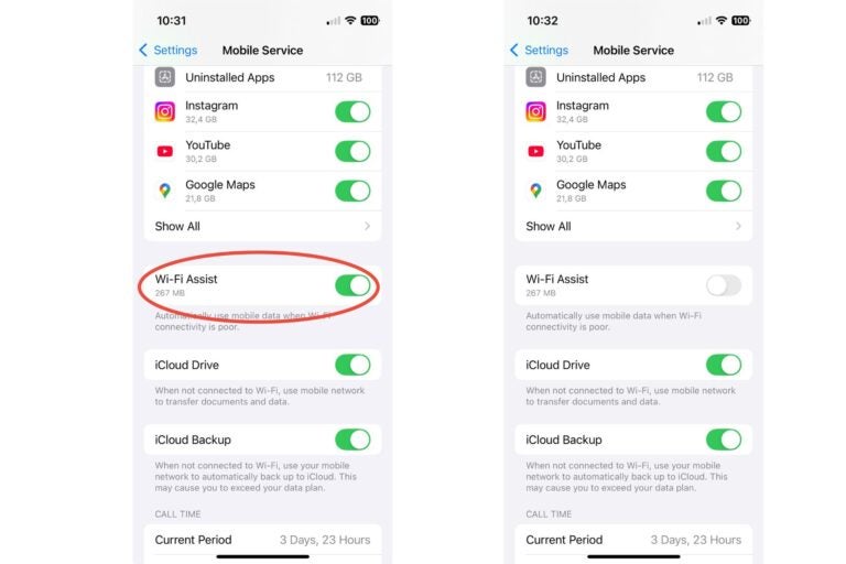 How to turn off WiFi assist on iPhone