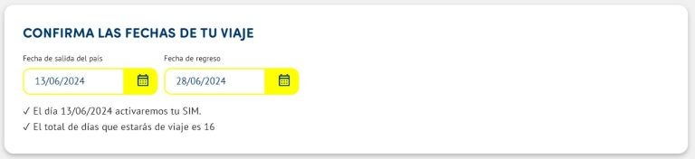 how to add your travel dates to purchase a Conecty eSIM