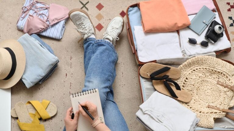 Light clothes packed for a trip to Mexico