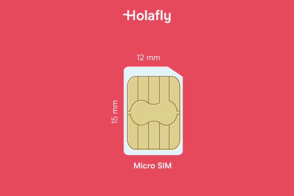 An illustration of a Micro SIM card, measuring 15mm x 12mm and 0.76mm thick. The card features a smaller design compared to the standard SIM.