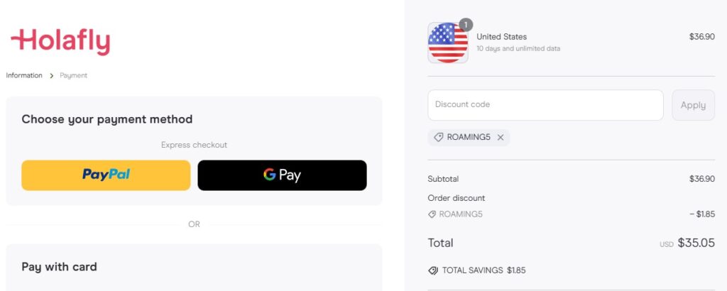 holafly usa esim buying guide payment methods