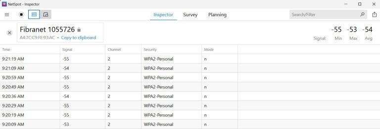 using netspot to check wifi strength