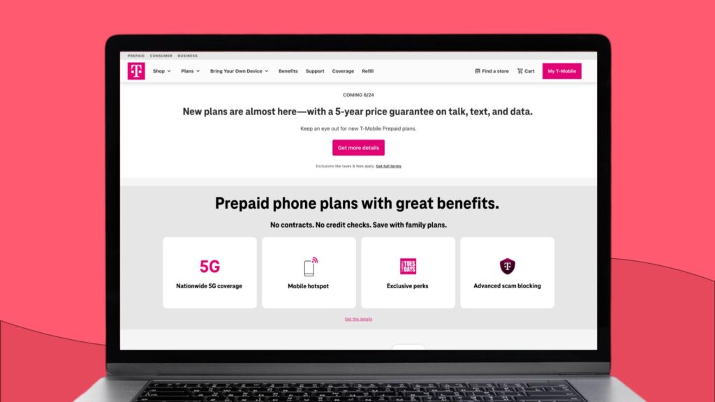 T-Mobile prepaid SIM card page