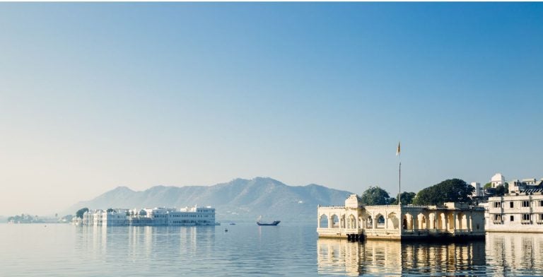 Mohan Temple and Taj Lake Palace at India