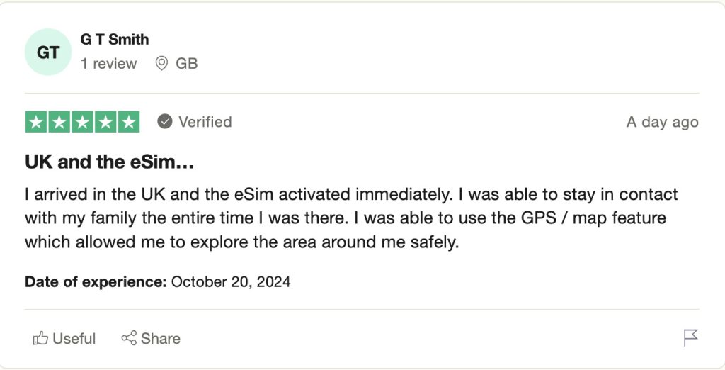 Review by G T Smith, Trustpilot