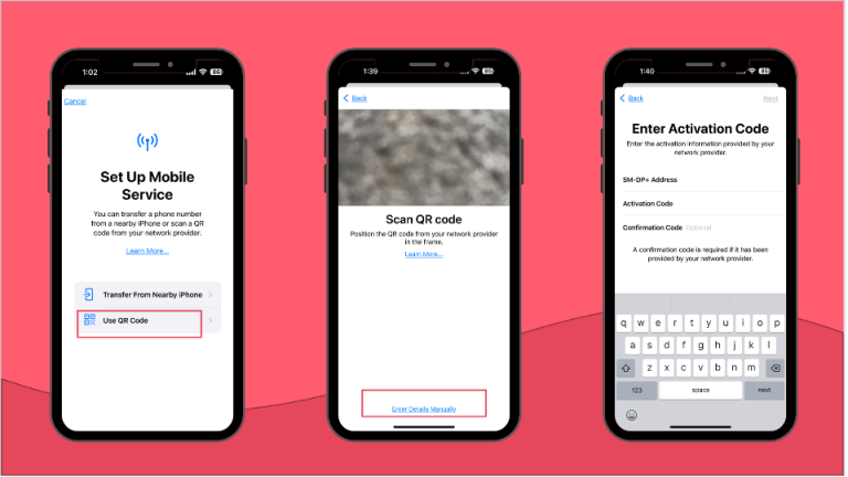 Steps to manually enter details in iPhone