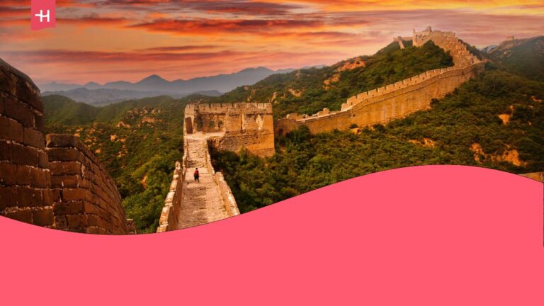 sunset view of the great wall of china