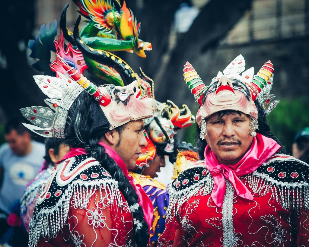 locals dress for la diabla in the oruro carnival