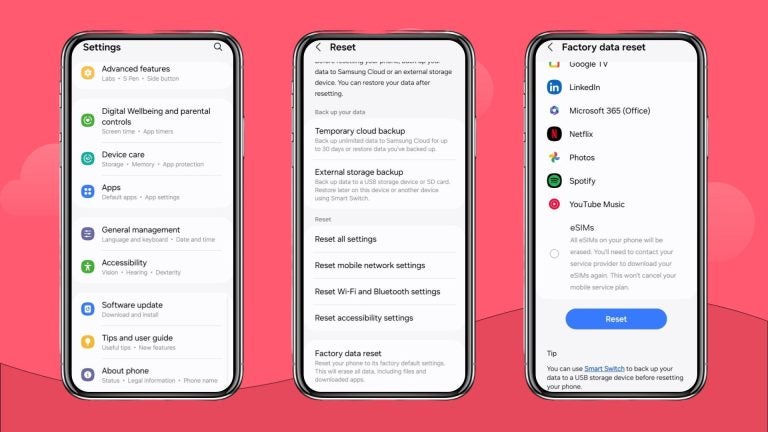 Keep eSIM and erase data on Android