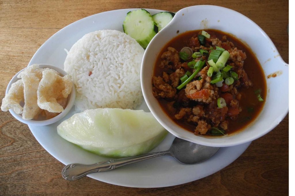 Nam Prik Ong, a spicy chili dip that’s very popular in the Chiang Mai region