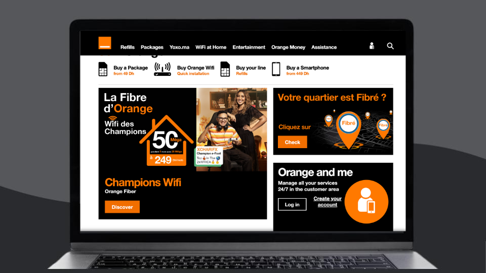 A screenshot of Moroc Telecom's homepage