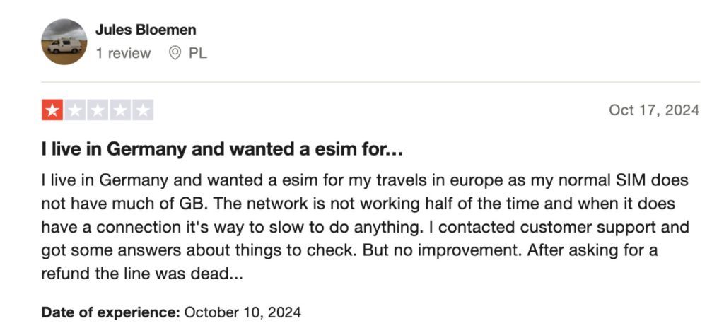 Review by Jules Bloemen, Trustpilot