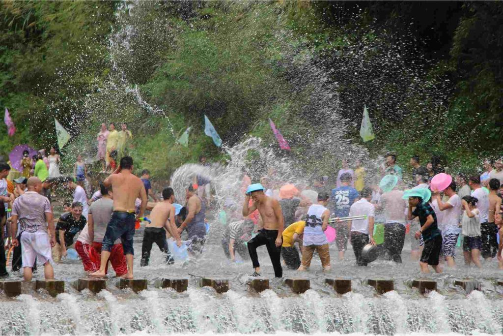 The Songkran celebration, also known as the Thai New Year, held in the middle of April