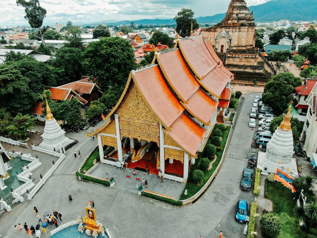 An orange temple in Chiang Mai, Thailand.