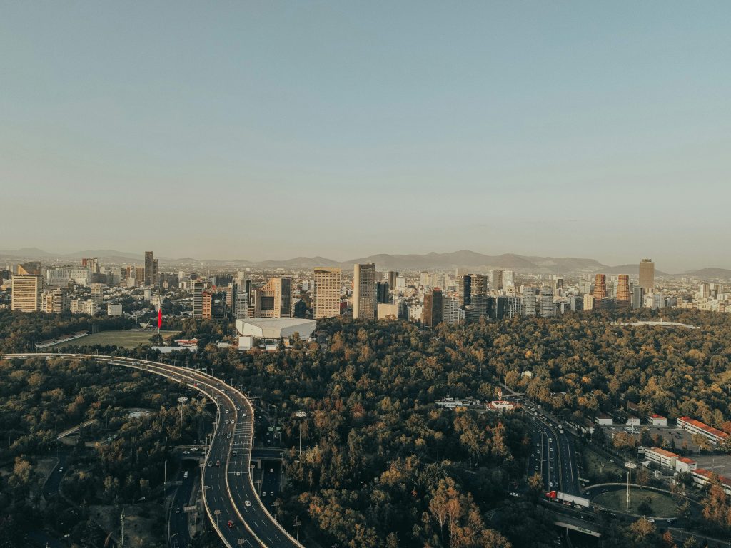 Mexico City skyline taken from outside the city. 