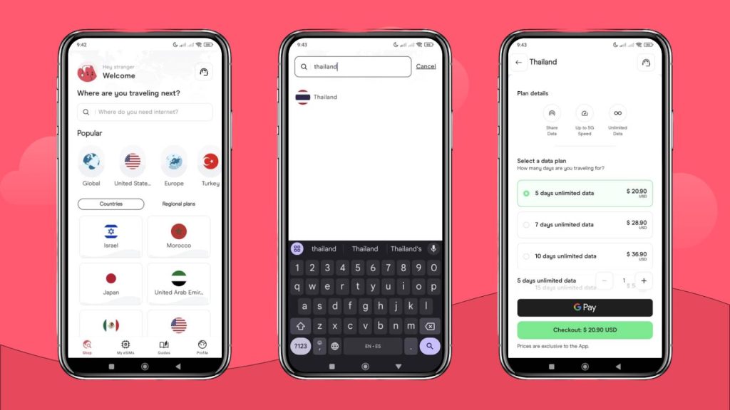 purchasing a thailand esim using the holafly app