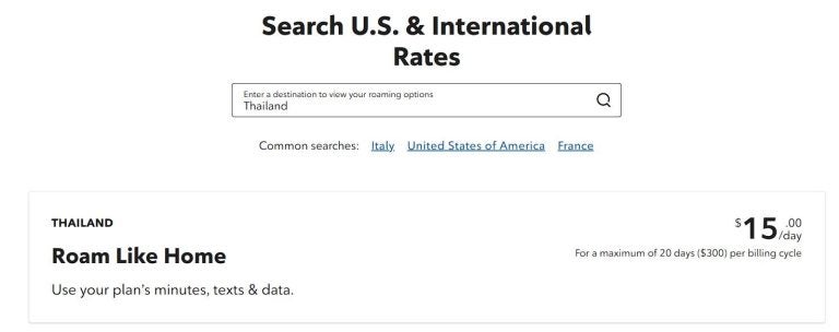 rogers international roaming pricing for thailand