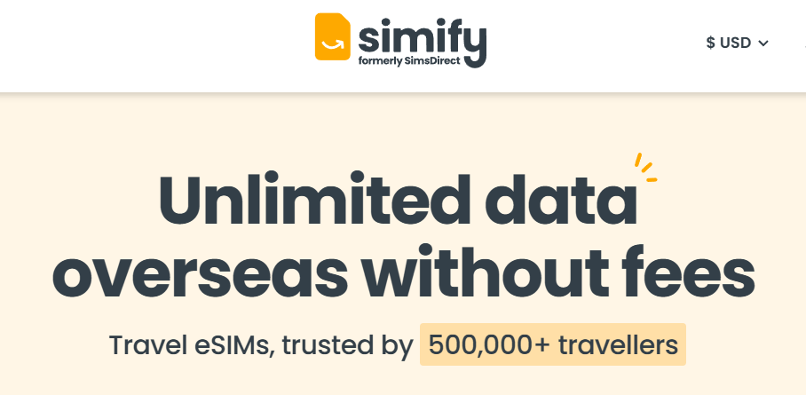 Simify website homepage