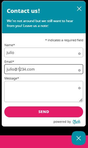 Ubigi contact form on the website