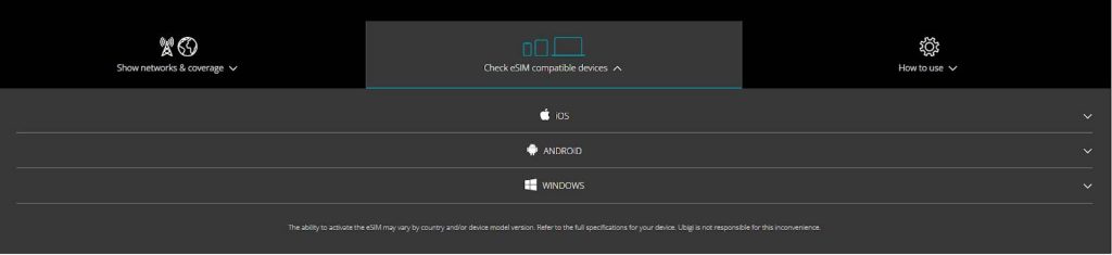 Ubigi eSIM phone and computer compatibility