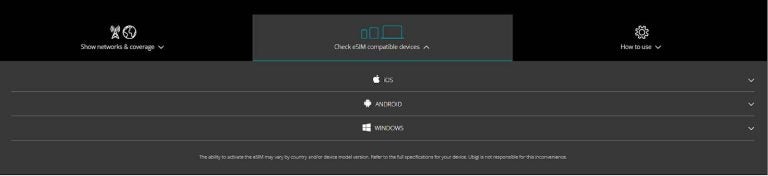 Ubigi eSIM phone and computer compatibility