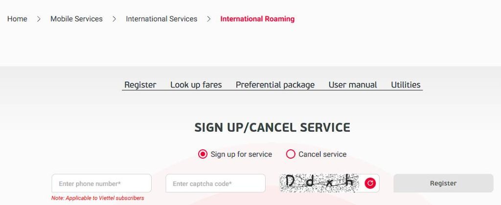 viettel international roaming pricing for thailand