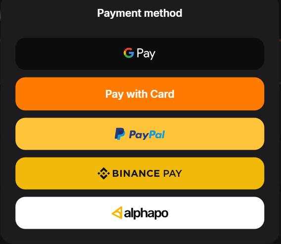 Yesim available payment methods