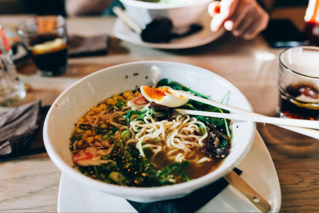 Bowl of ramen with chopsticks