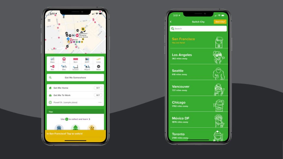 Screenshots of Citymapper mobile app for iPhone