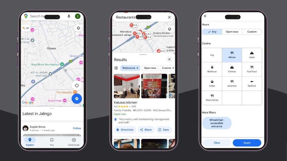 Screenshots of GoogleMaps mobile app for iPhone