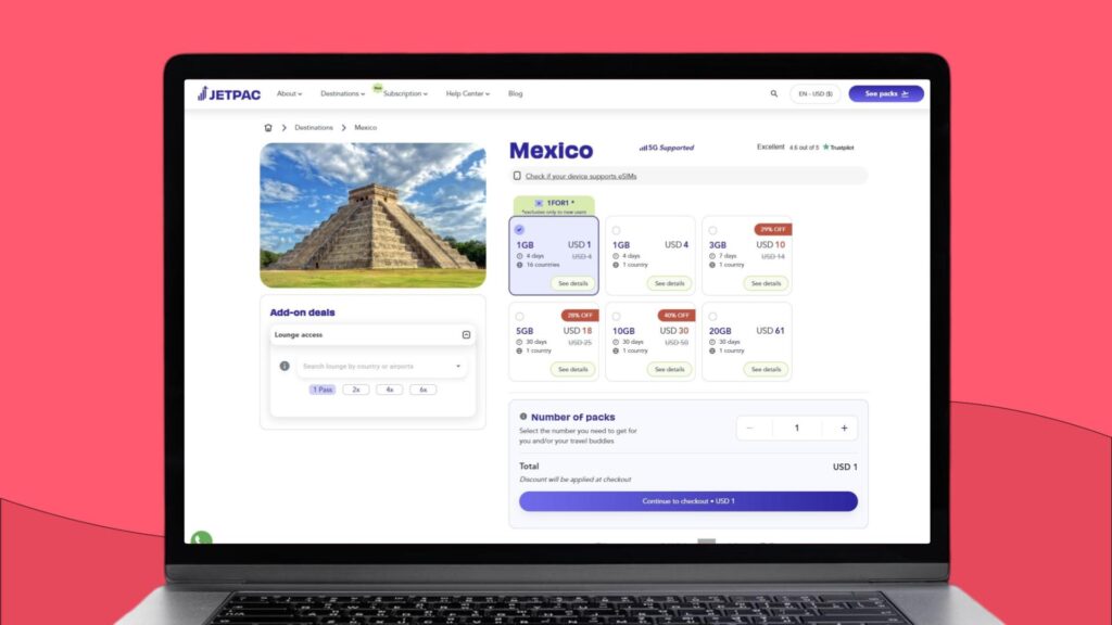 Jetpac eSIM for Cancun and Mexico
