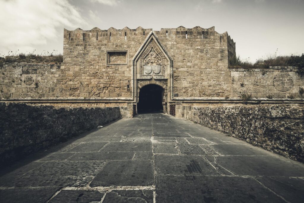 Road Leading to the Gates of Medieval City of Rhodes, Greece