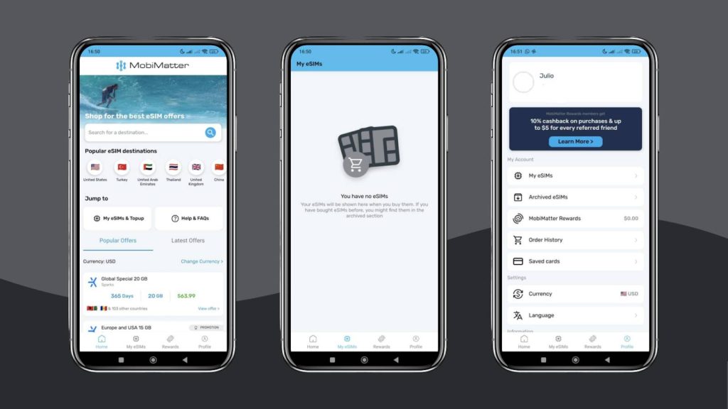 MobiMatter mobile app features on Android