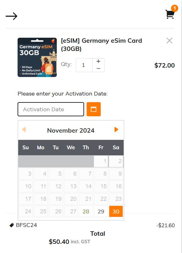 SimCorner Germany eSIM activation date